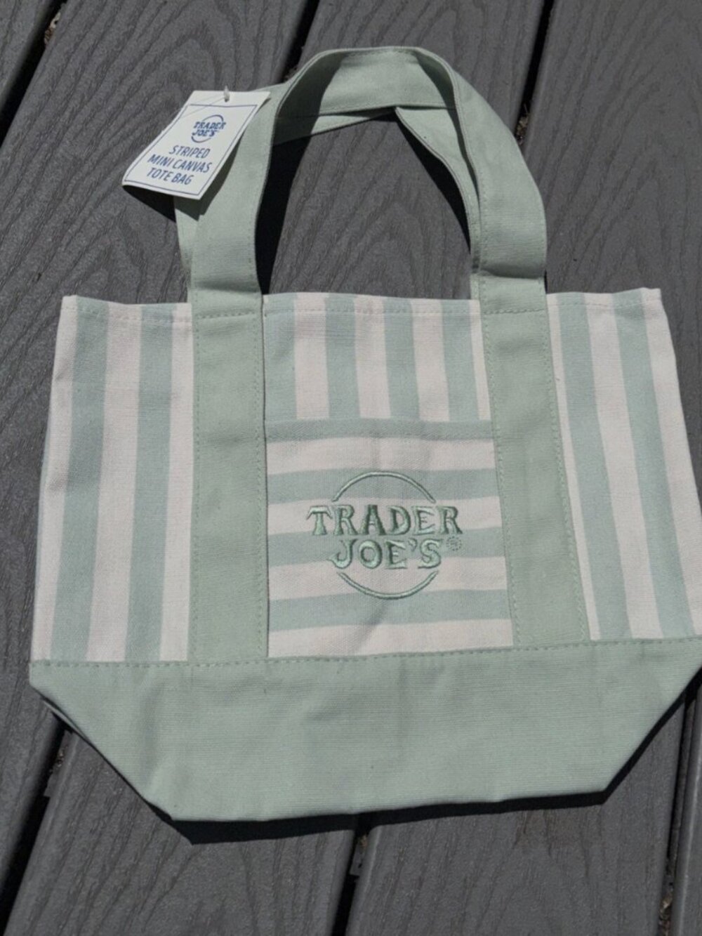NWT Trader Joe’s Mini Pastel Stripe Canvas Tote Bag Limited Edition Set Of 4 - Picture 4 of 5